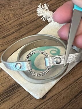 Origami Owl Silver Double Wrap Bracelet with Circle Locket